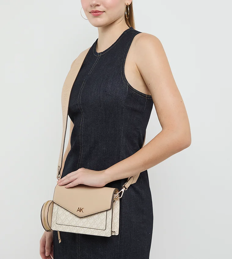 آن كلاين Anne Klein Monogram Patterned Flap Crossbody Bag